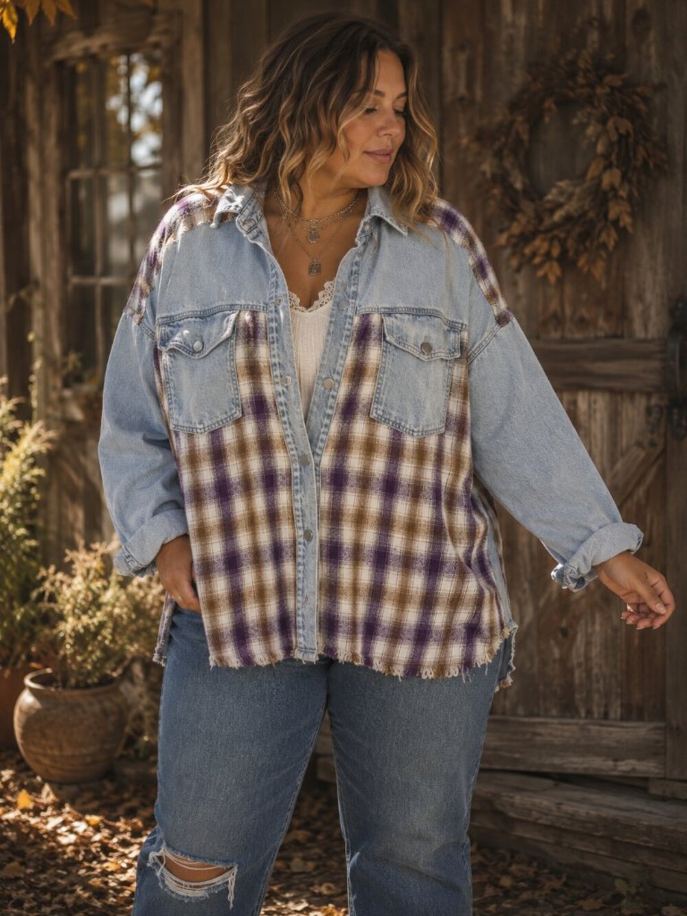 Denim Plaid Shacket